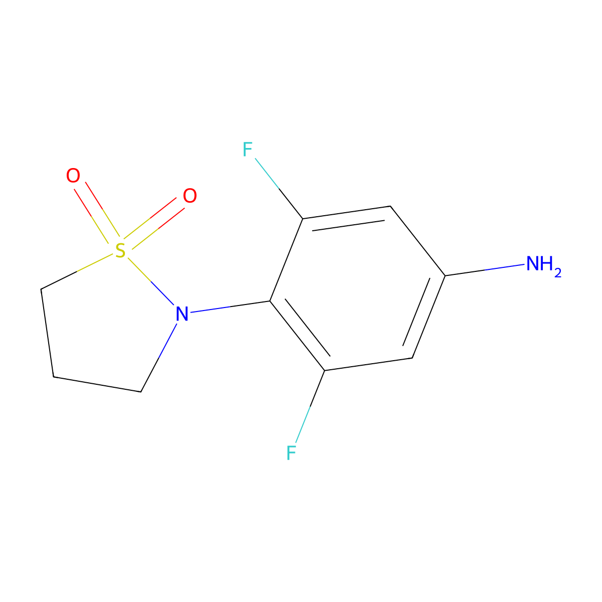2-(4-Amino-2,6-difluorophenyl)-1lambda6,2-thiazolidine-1,1-dione molecular structure, CAS 1416955-94-6