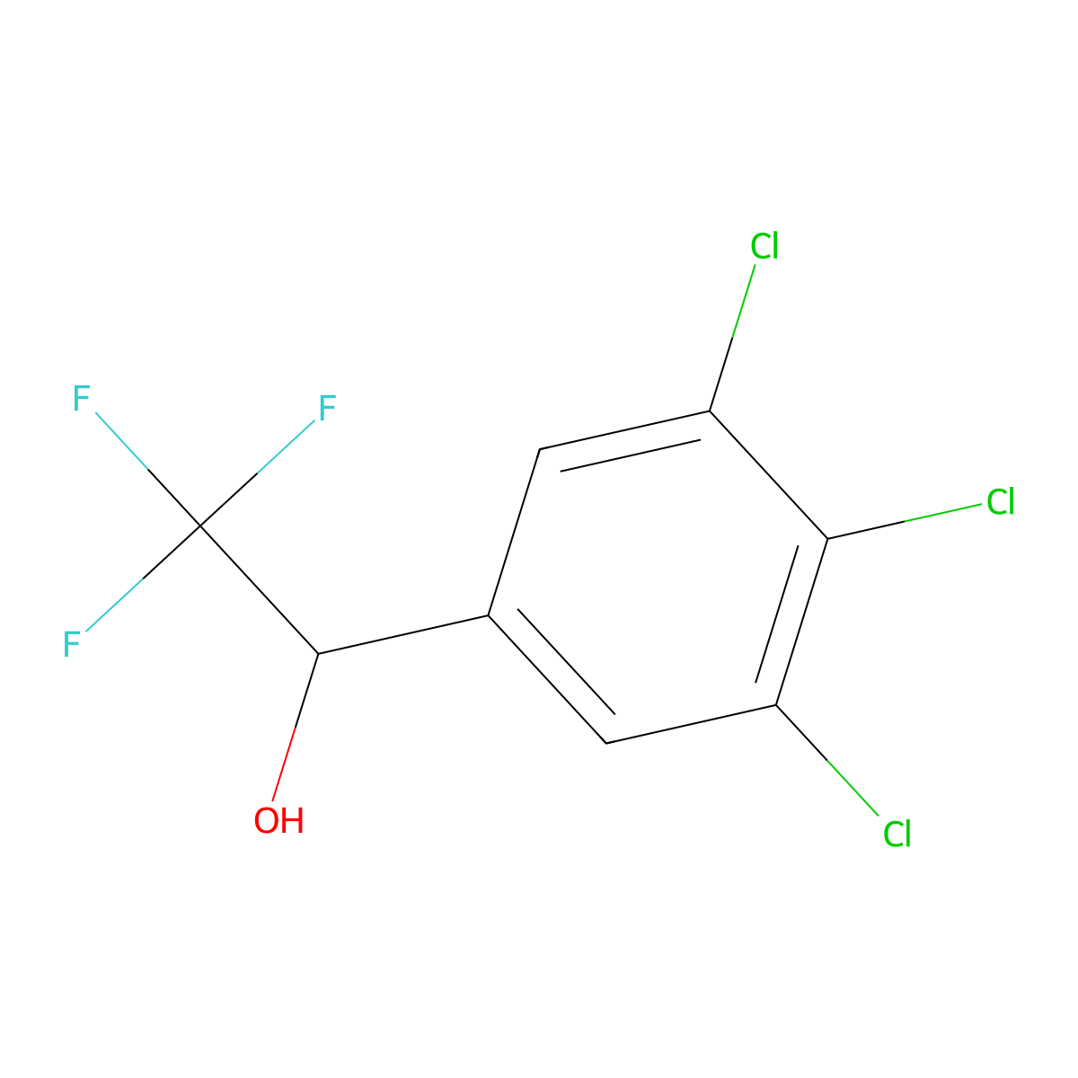 3,4,5-Trichloro-|A-(trifluoromethyl)benzenemethanol molecular structure, CAS 1416979-48-0