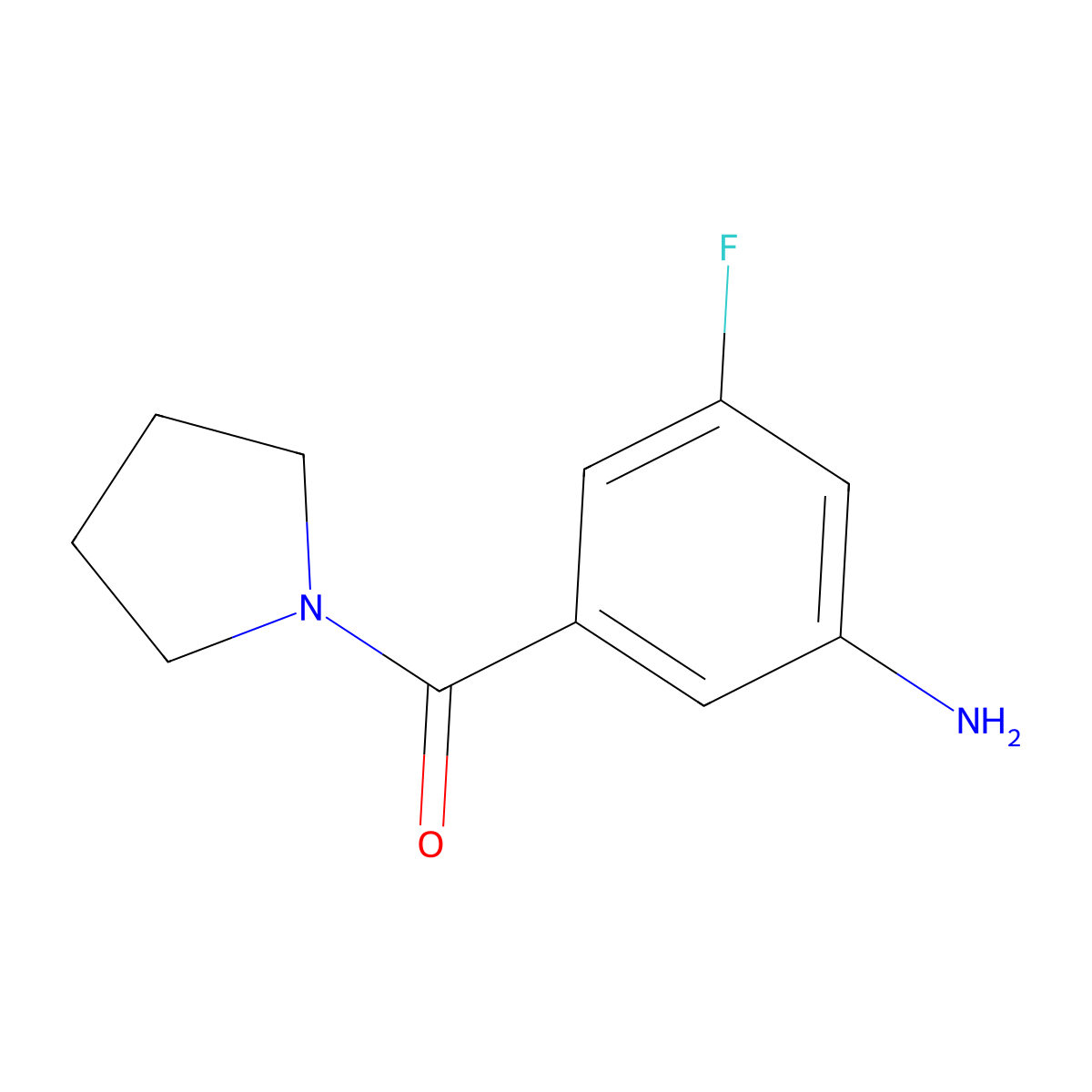 (3-Amino-5-fluoro-phenyl)-pyrrolidin-1-yl-methanone molecular structure, CAS 1416981-33-3