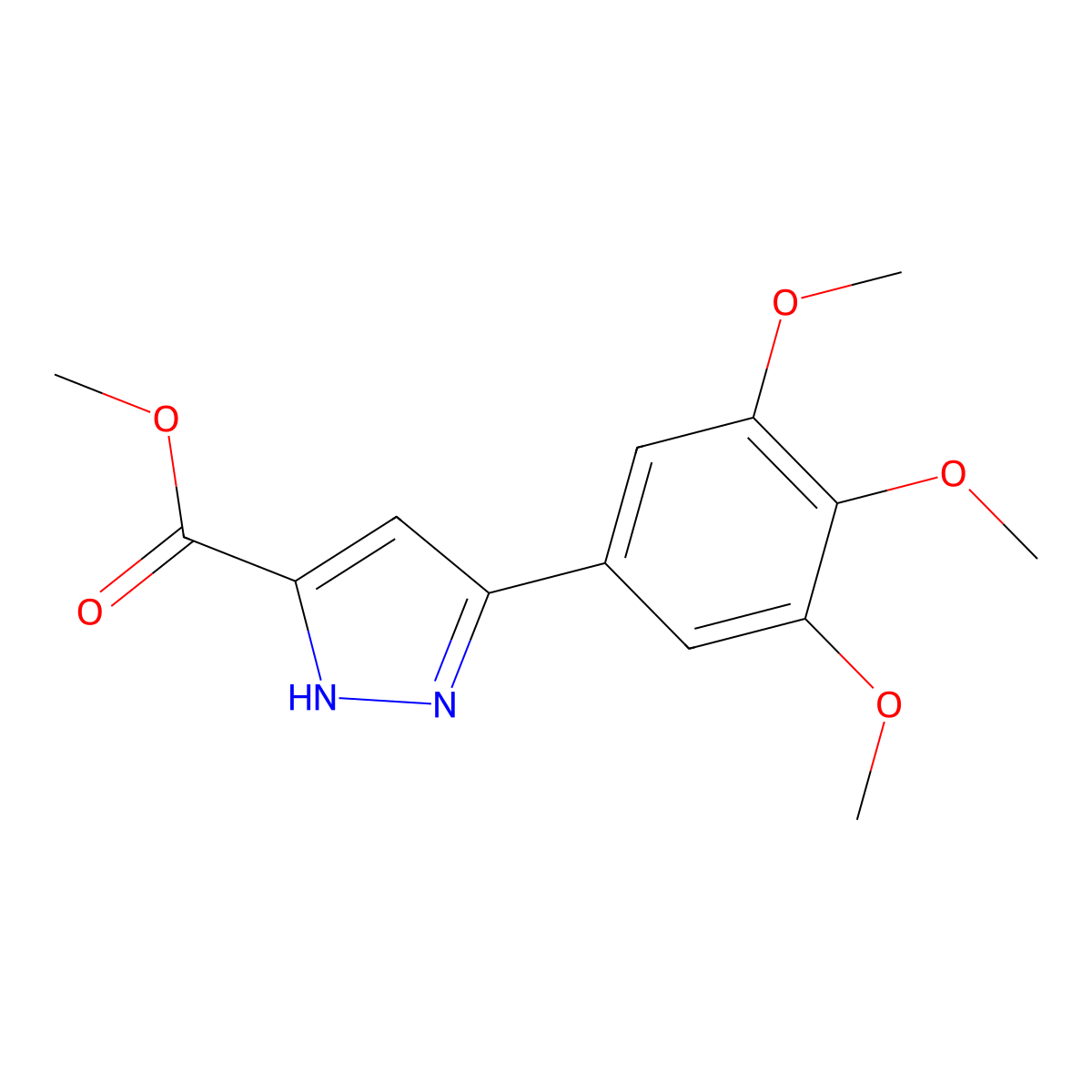 methyl 3-(3,4,5-trimethoxyphenyl)-1H-pyrazole-5-carboxylate molecular structure, CAS 1416981-42-4