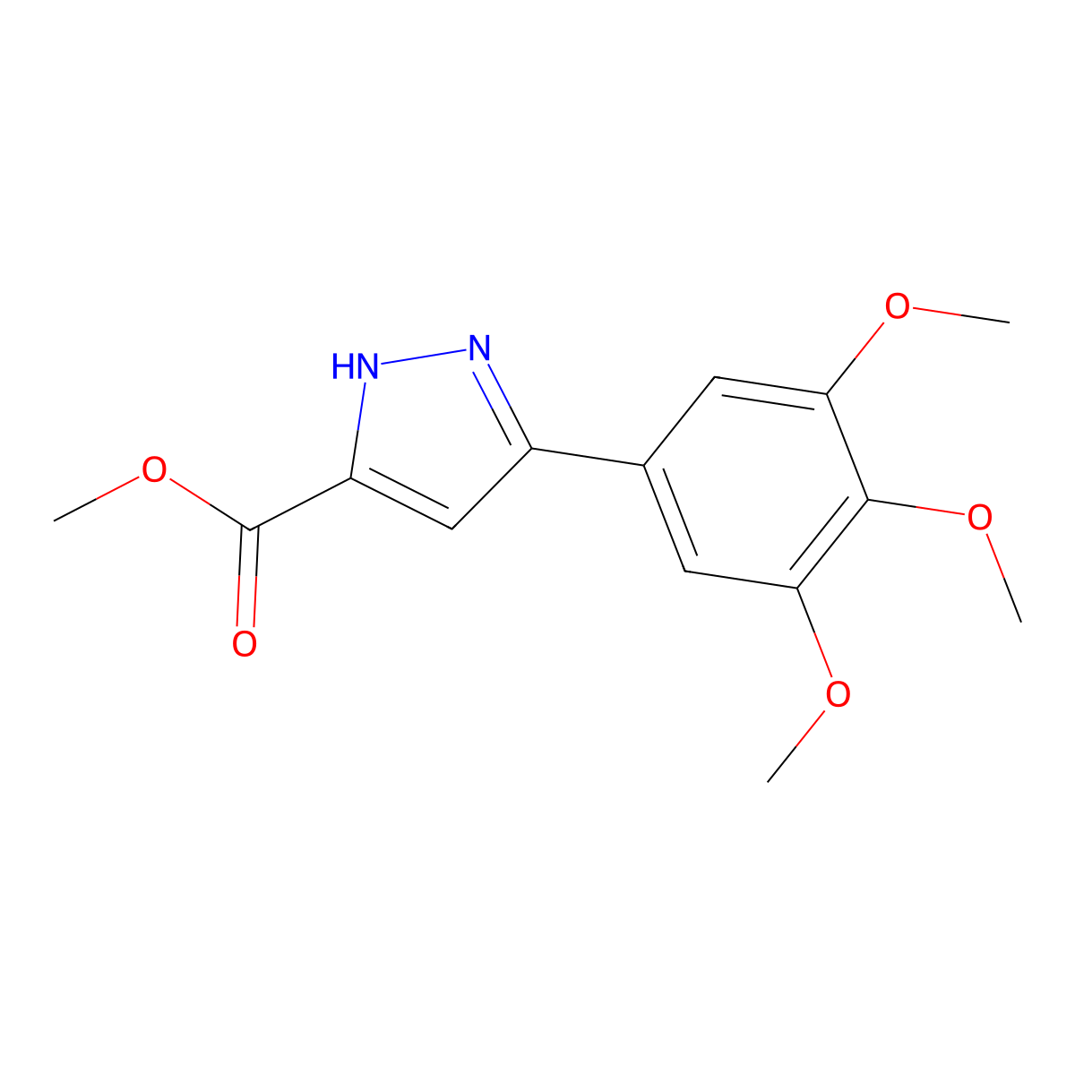 methyl 3-(3,4,5-trimethoxyphenyl)-1H-pyrazole-5-carboxylate molecular structure, CAS 1416981-42-4