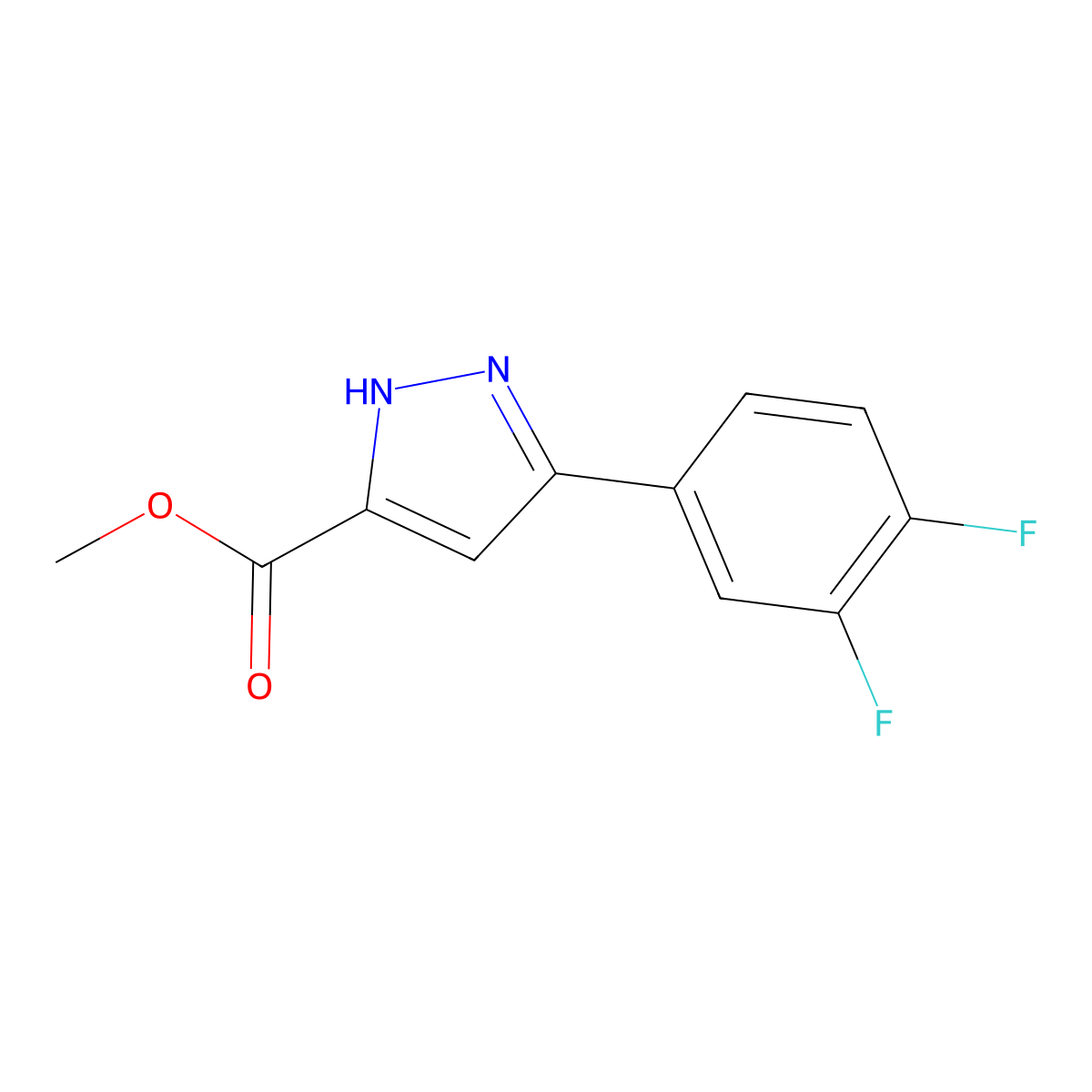 methyl 3-(3,4-difluorophenyl)-1H-pyrazole-5-carboxylate molecular structure, CAS 1416981-43-5