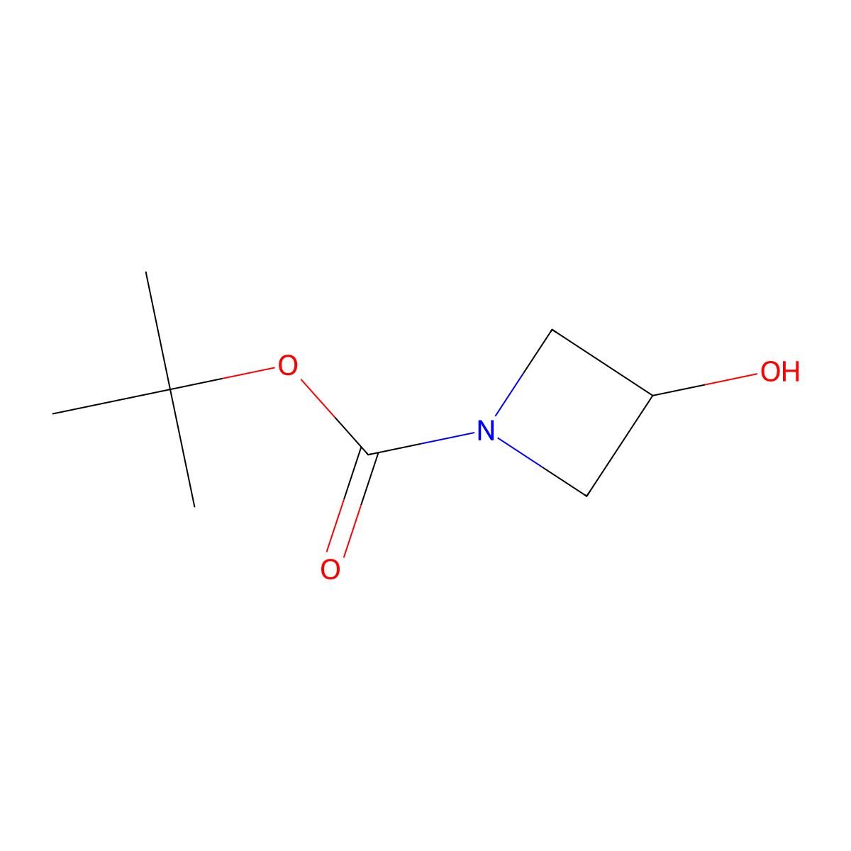 Tert-butyl 3-hydroxyazetidine-1-carboxylate molecular structure, CAS 141699-55-0