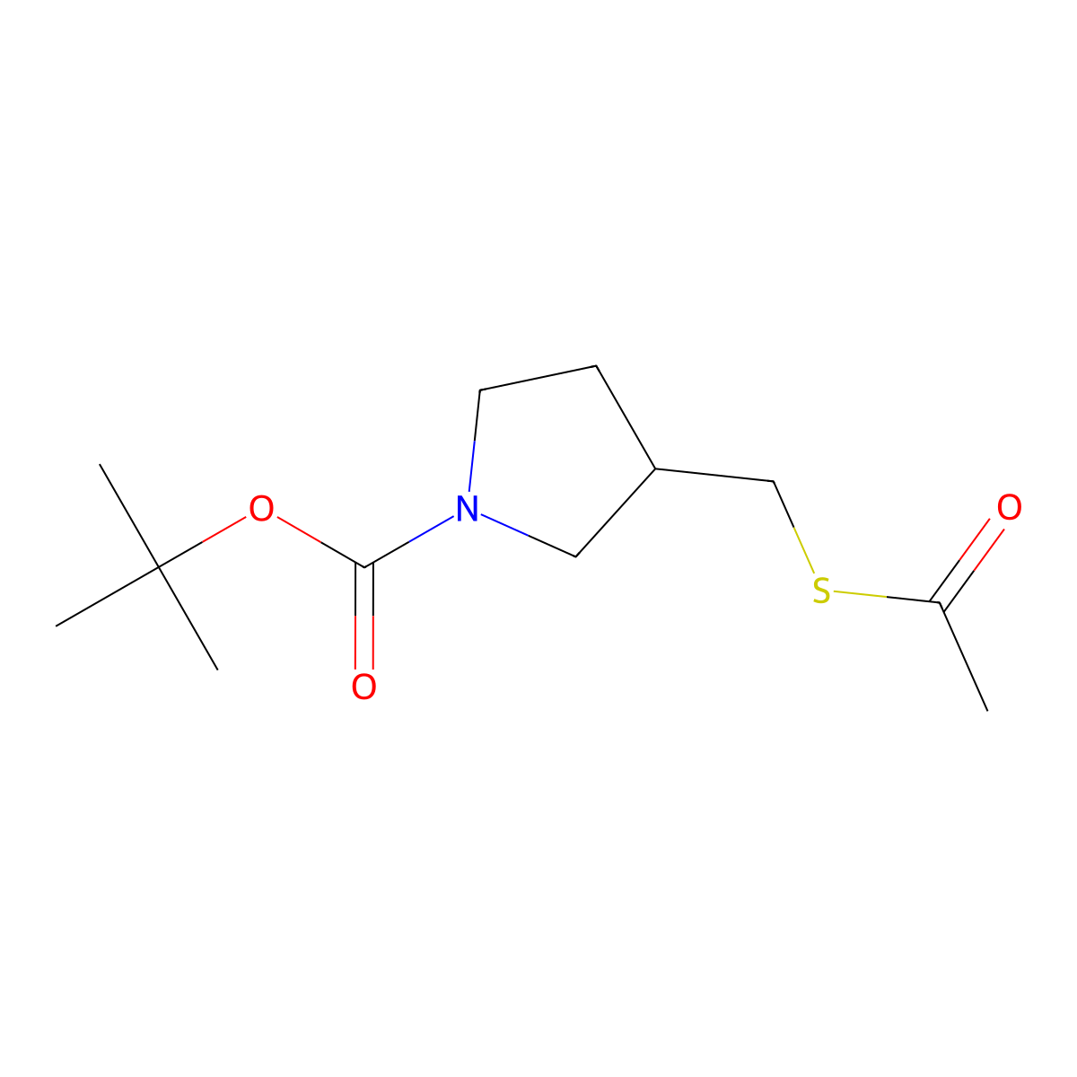 tert-Butyl 3-((acetylthio)methyl)pyrrolidine-1-carboxylate molecular structure, CAS 141699-69-6