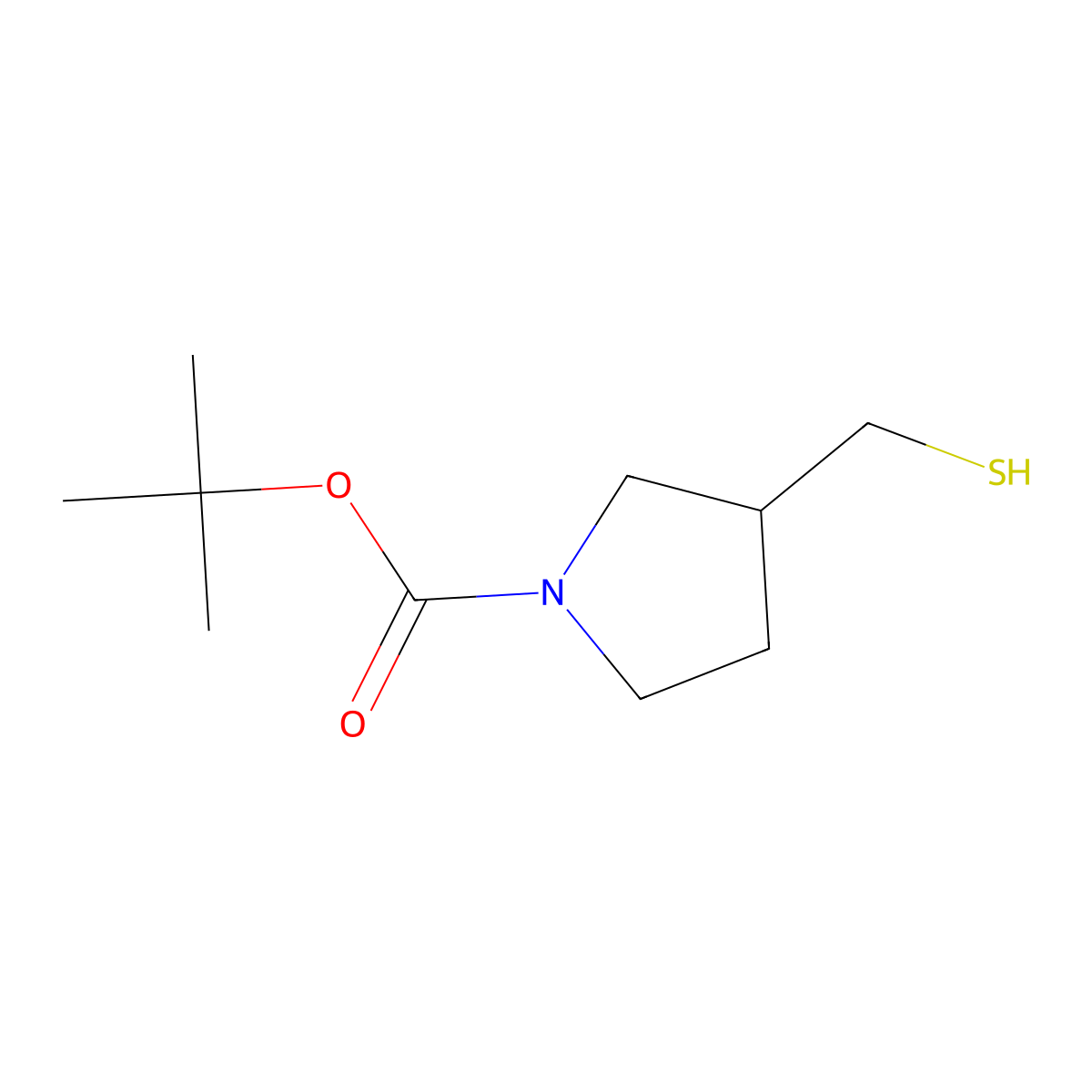 Tert-butyl 3-(sulfanylmethyl)pyrrolidine-1-carboxylate molecular structure, CAS 141699-70-9