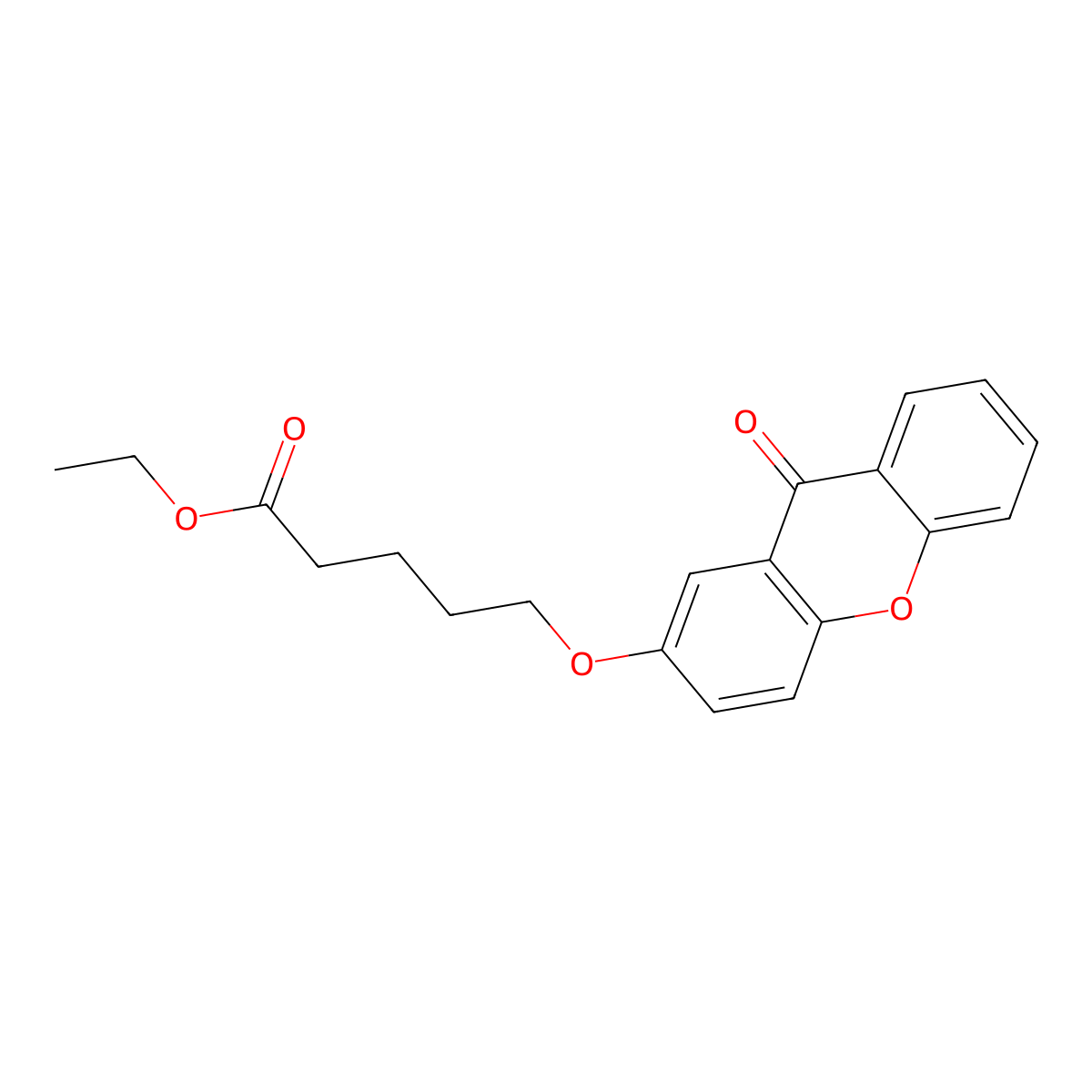 Pentanoic acid, 5-[(9-oxo-9H-xanthen-2-yl)oxy]-, ethyl ester molecular structure, CAS 141701-89-5