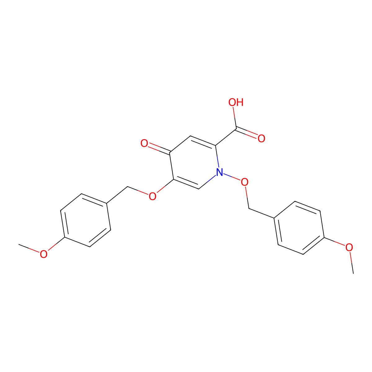 1,5-Bis((4-methoxybenzyl)oxy)-4-oxo-1,4-dihydropyridine-2-carboxylic acid molecular structure, CAS 141703-10-8