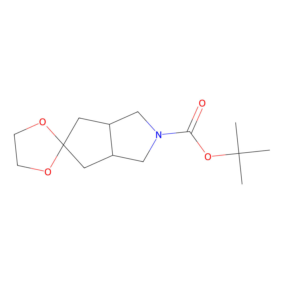 Spiro[cyclopenta[c]pyrrole-5(1H),2'-[1,3]dioxolane]-2(3H)-carboxylic acid, tetrahydro-, 1,1-dimethylethyl ester molecular structure, CAS 1417098-22-6
