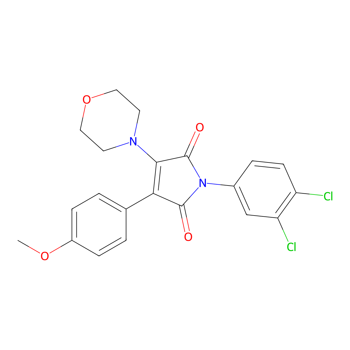 1-(3,4-dichlorophenyl)-3-(4-methoxyphenyl)-4-morpholino-1H-pyrrole-2,5-dione molecular structure, CAS 1417162-36-7