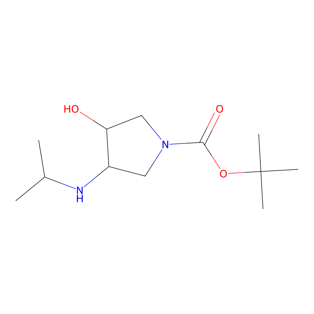 tert-Butyl 3-hydroxy-4-[(propan-2-yl)amino]pyrrolidine-1-carboxylate molecular structure, CAS 1417171-94-8