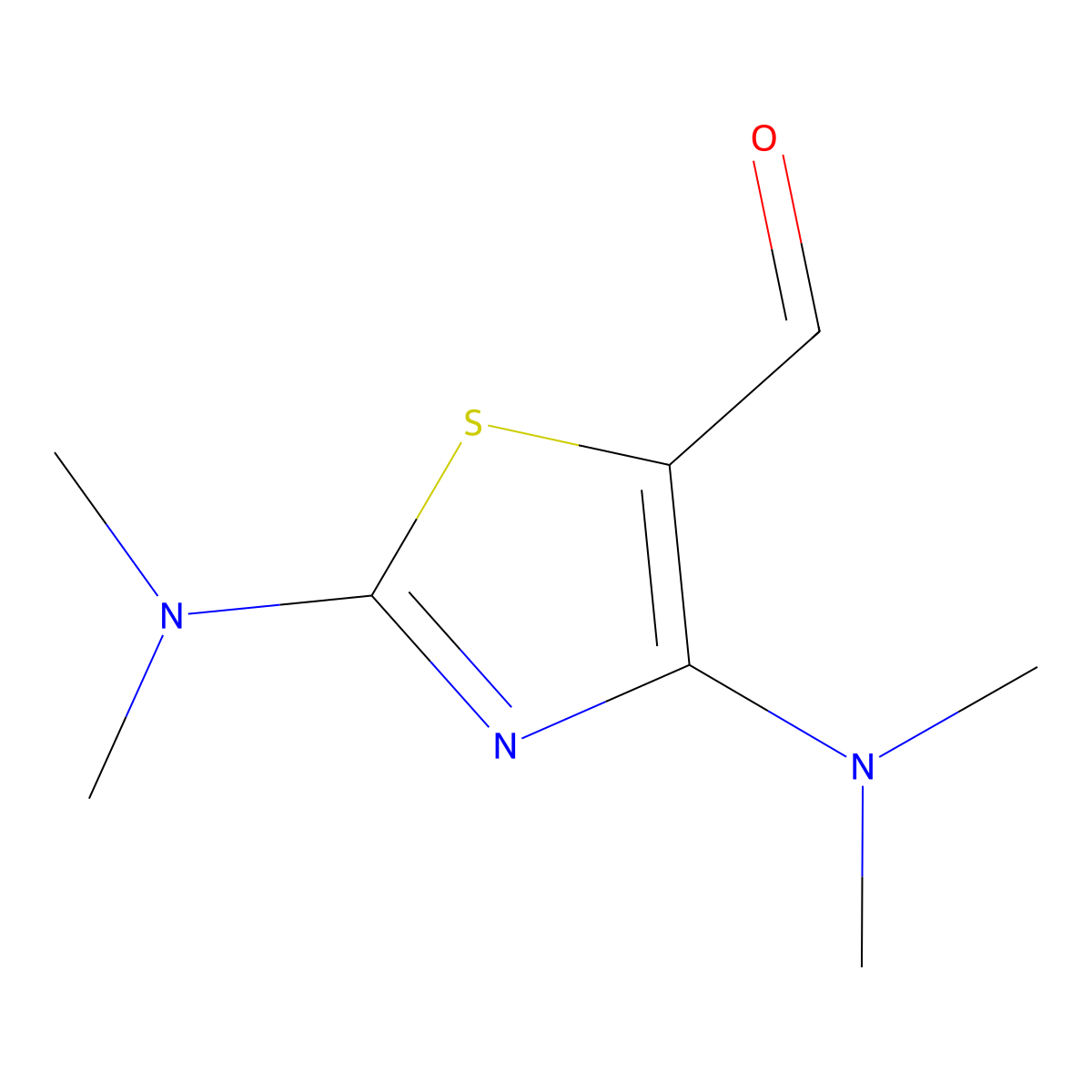 2,4-Bis(dimethylamino)-1,3-thiazole-5-carbaldehyde molecular structure, CAS 1417172-00-9