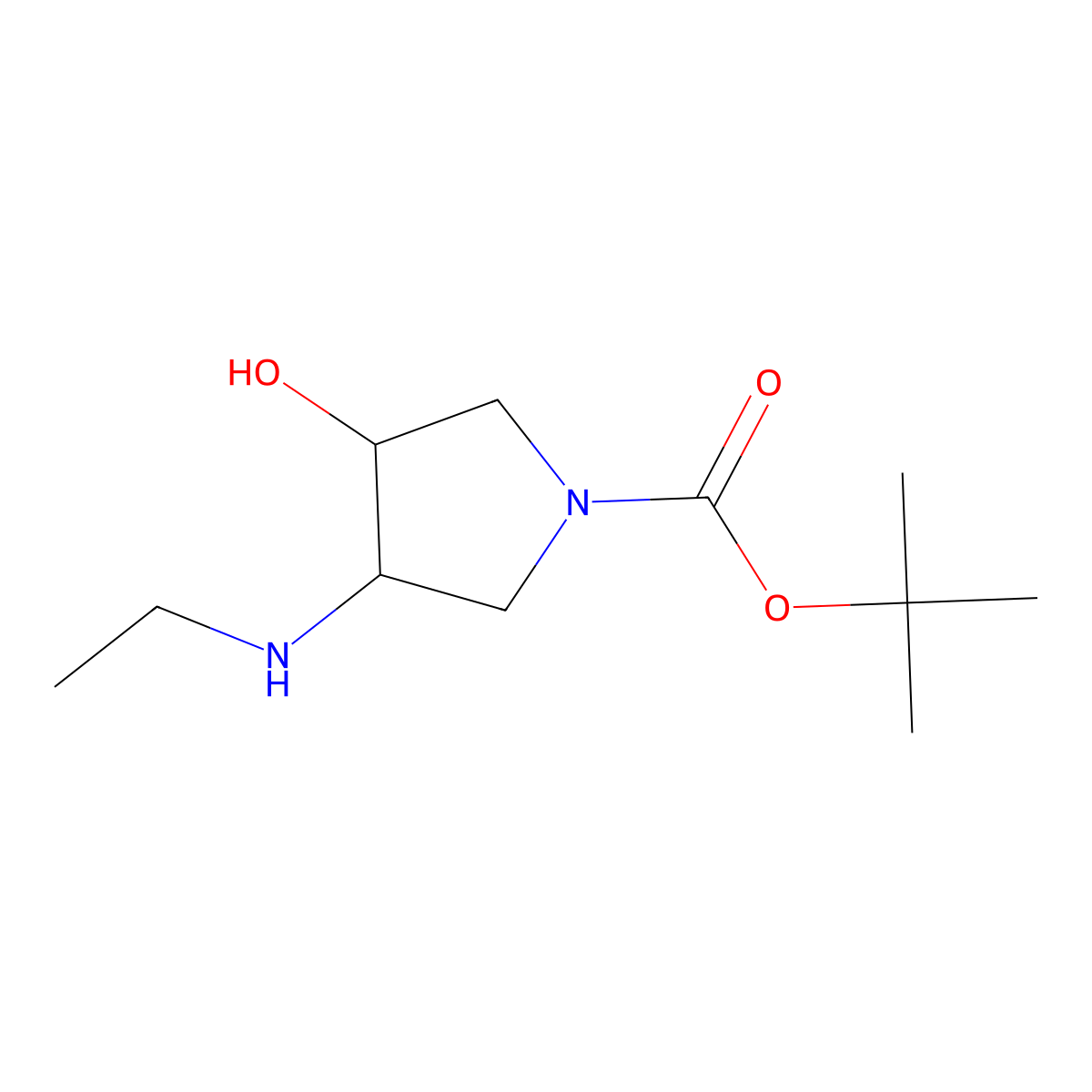 tert-Butyl 3-(ethylamino)-4-hydroxypyrrolidine-1-carboxylate molecular structure, CAS 1417174-68-5