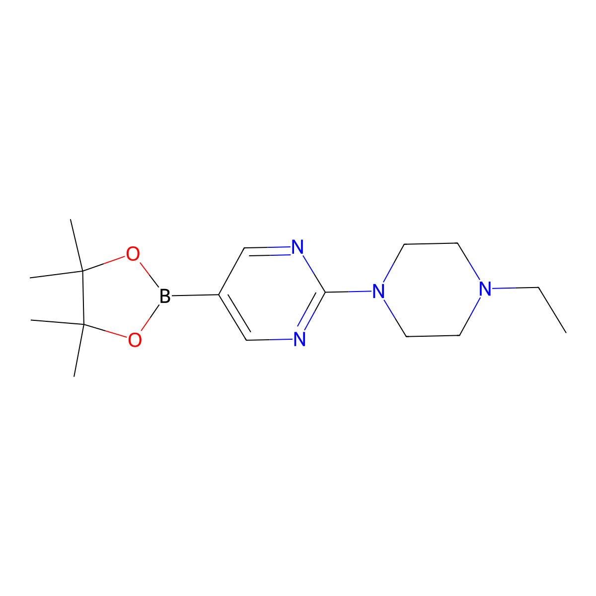 2-(4-Ethylpiperazin-1-yl)-5-(4,4,5,5-tetramethyl-1,3,2-dioxaborolan-2-yl)pyrimidine molecular structure, CAS 1417193-47-5