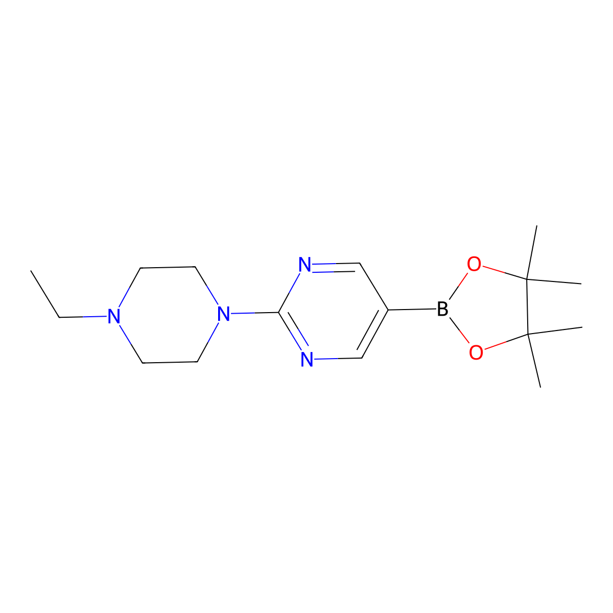 2-(4-Ethylpiperazin-1-yl)-5-(4,4,5,5-tetramethyl-1,3,2-dioxaborolan-2-yl)pyrimidine molecular structure, CAS 1417193-47-5