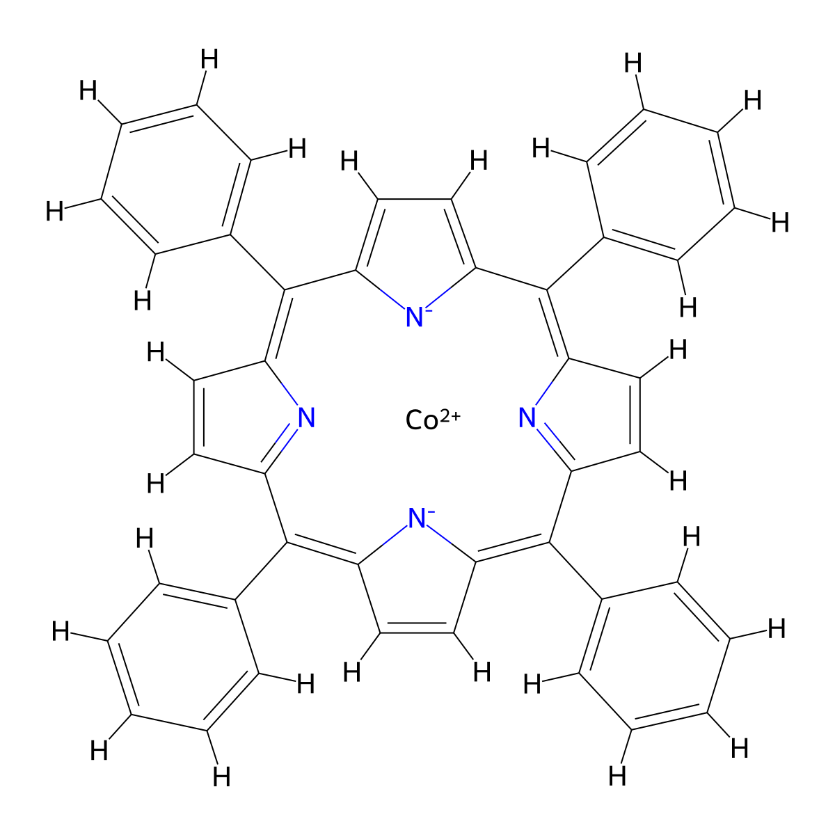 5,10,15,20-Tetraphenyl-21H,23H-porphine cobalt(II) , Cobalt(II) TPP molecular structure, CAS 14172-90-8
