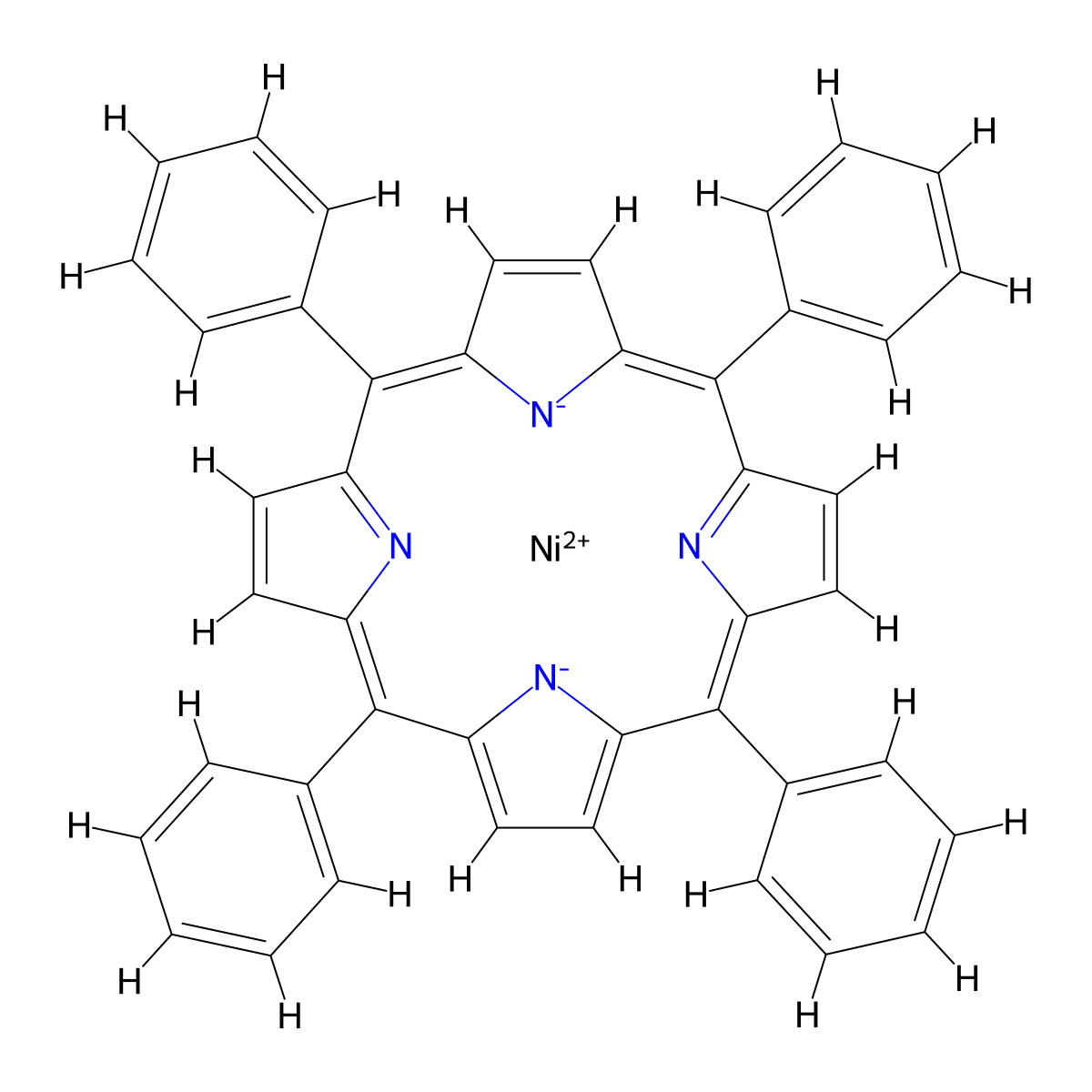 5,10,15,20-Tetraphenylporphyrin nickel , Nickel(II) meso-tetraphenylporphine molecular structure, CAS 14172-92-0