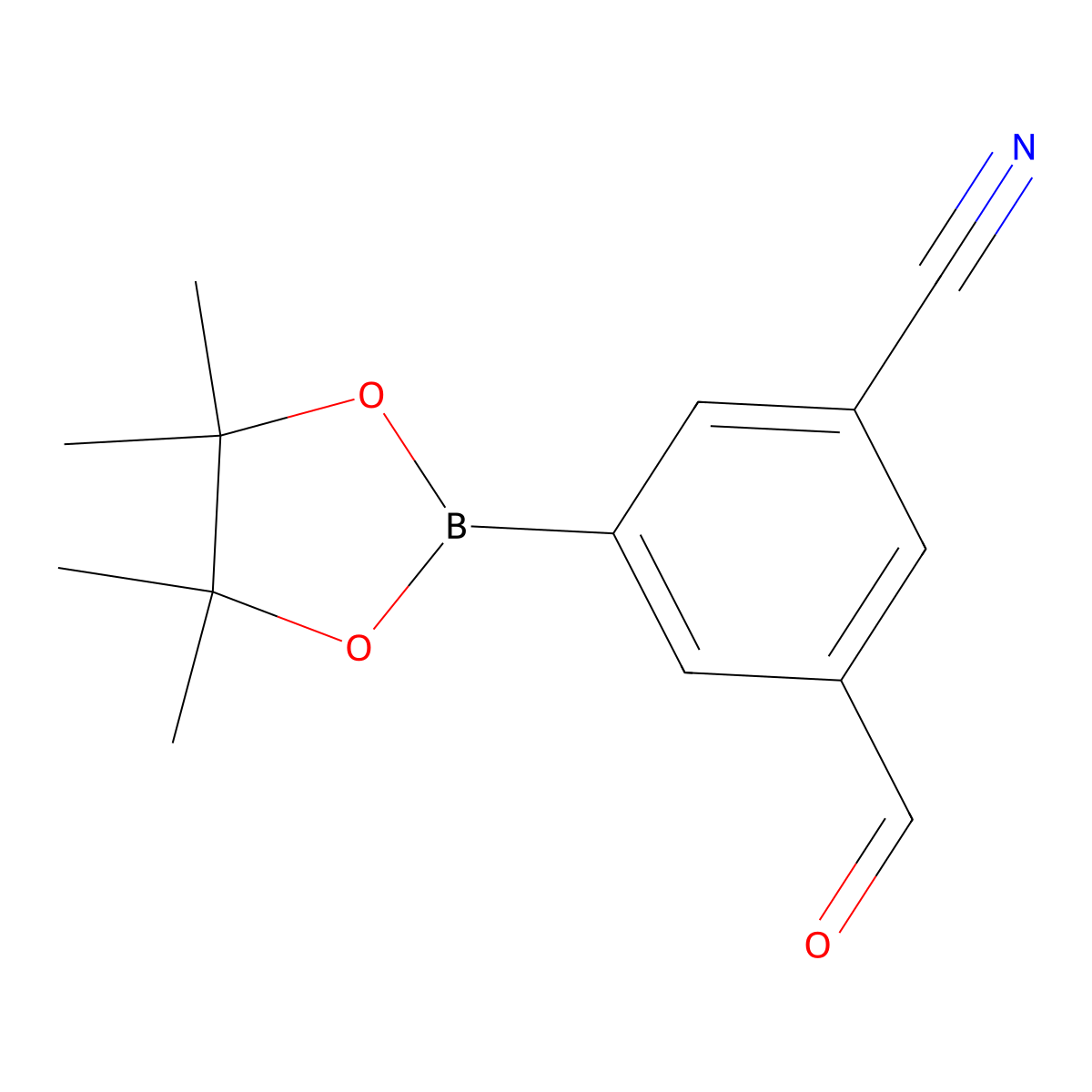 3-Formyl-5-(4,4,5,5-tetramethyl-1,3,2-dioxaborolan-2-yl)benzonitrile molecular structure, CAS 1417200-10-2