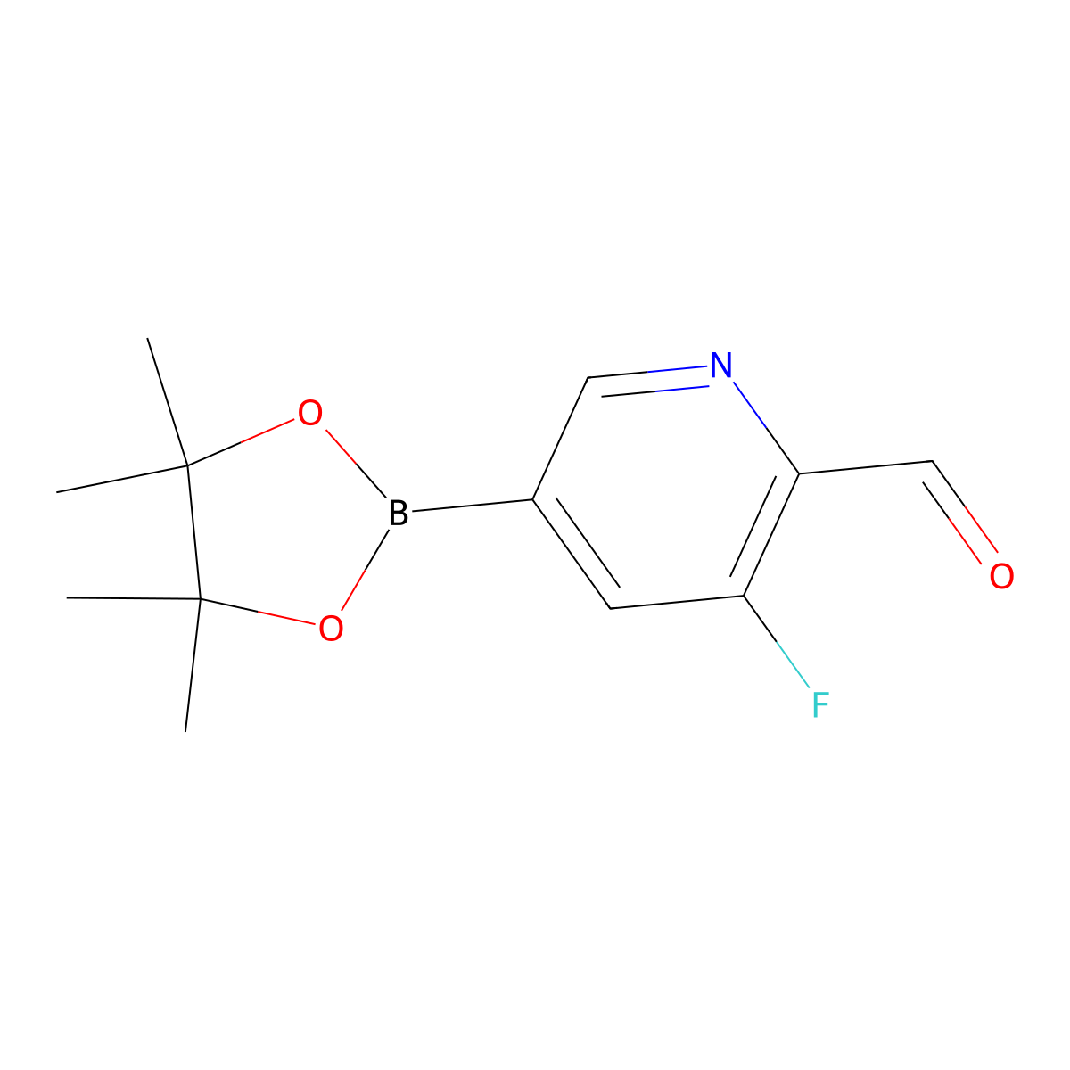3-Fluoro-5-(tetramethyl-1,3,2-dioxaborolan-2-yl)pyridine-2-carbaldehyde molecular structure, CAS 1417200-18-0