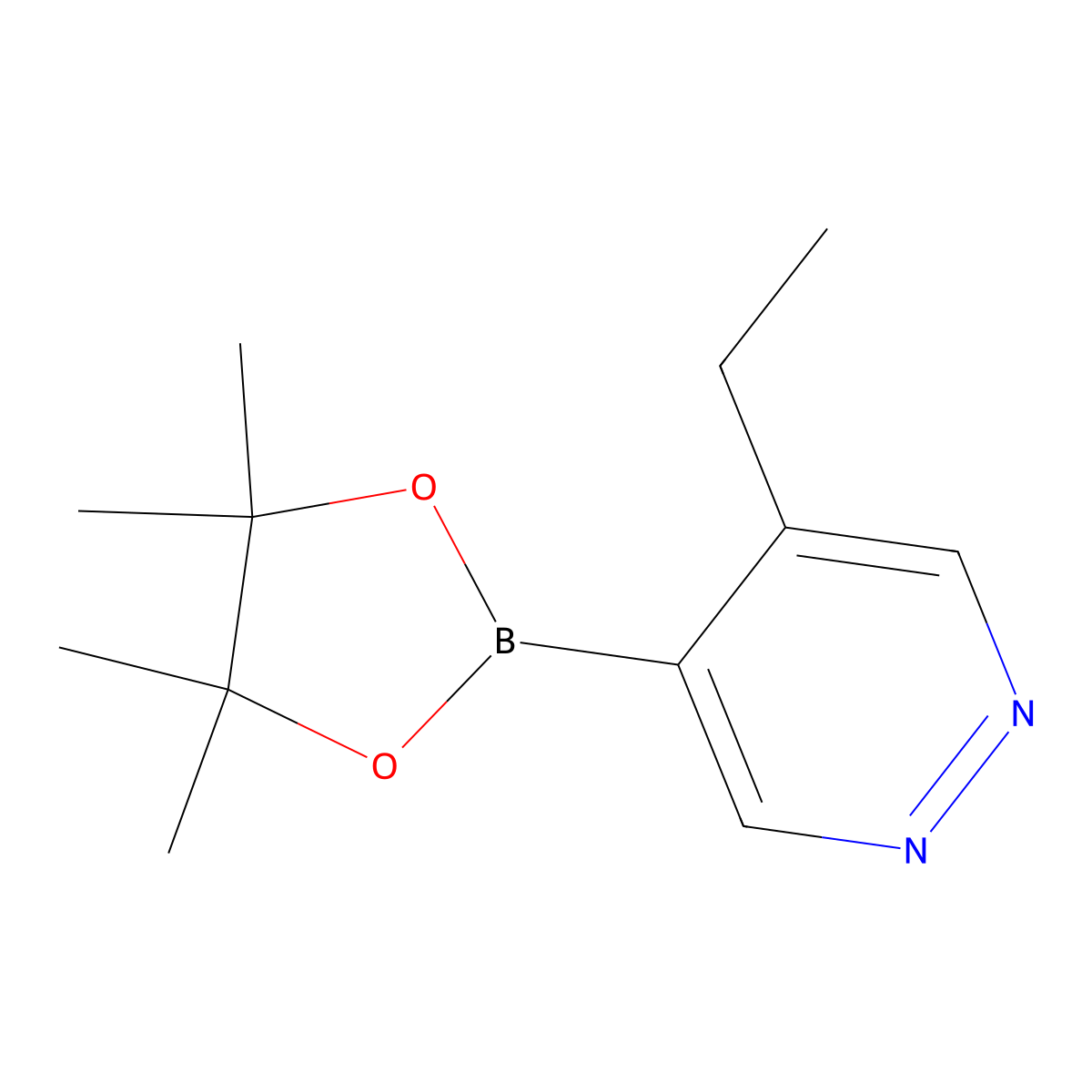 4-Ethyl-5-(tetramethyl-1,3,2-dioxaborolan-2-yl)pyridazine molecular structure, CAS 1417200-30-6