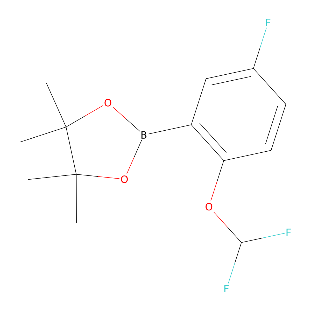 2-[2-(Difluoromethoxy)-5-fluorophenyl]-4,4,5,5-tetramethyl-1,3,2-dioxaborolane molecular structure, CAS 1417301-27-9