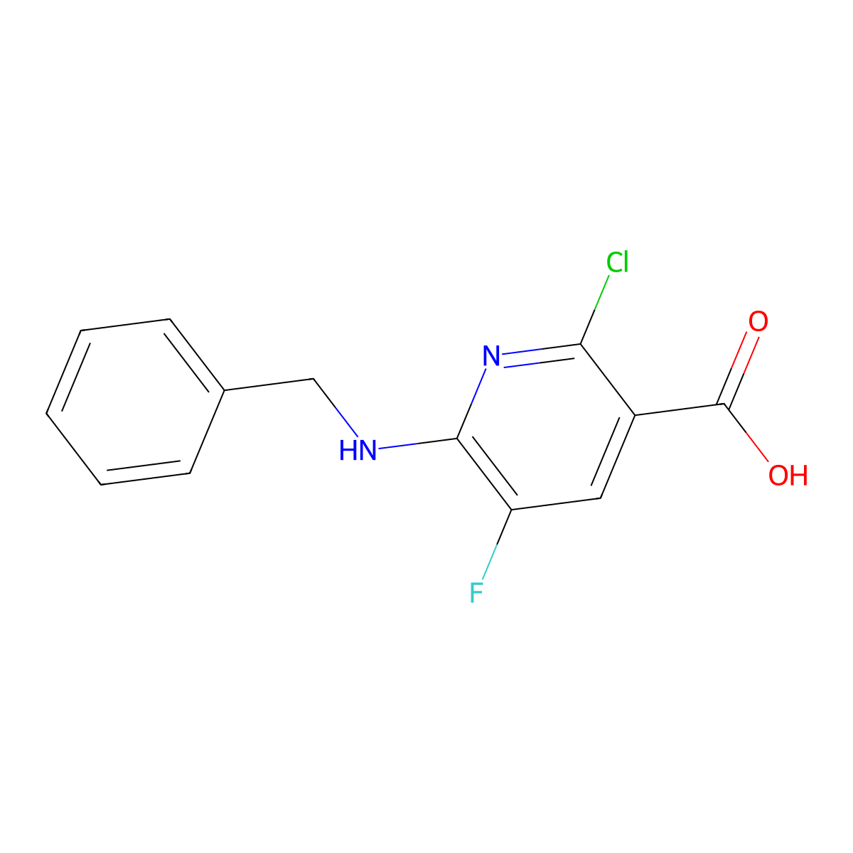 6-(Benzylamino)-2-chloro-5-fluoronicotinic acid molecular structure, CAS 1417334-56-5