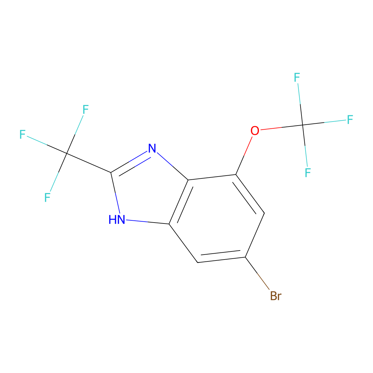 6-Bromo-4-(trifluoromethoxy)-2-(trifluoromethyl)-1H-benzimidazole molecular structure, CAS 1417341-58-2