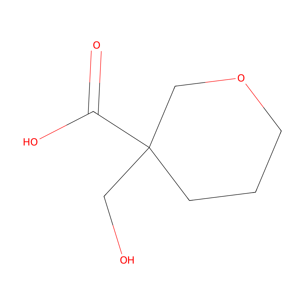 3-(Hydroxymethyl)oxane-3-carboxylic acid molecular structure, CAS 1417344-58-1