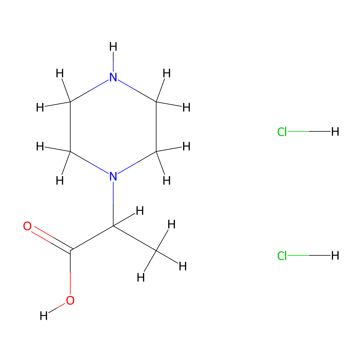 2-(Piperazin-1-yl)propanoic acid dihydrochloride molecular structure, CAS 1417347-15-9