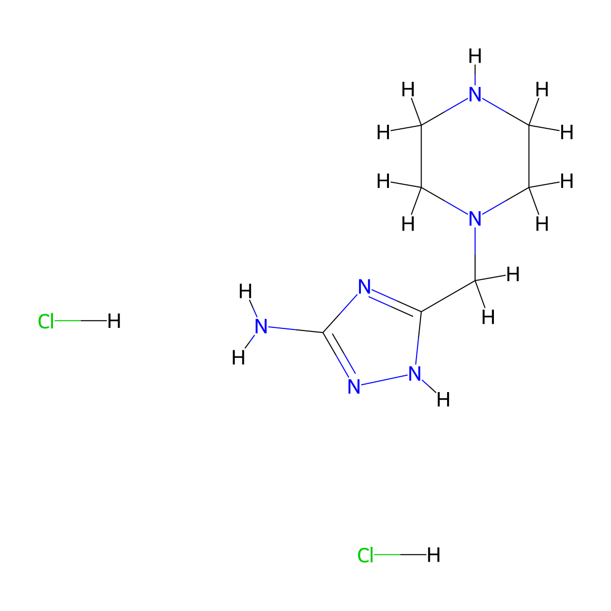 5-(piperazin-1-ylmethyl)-4H-1,2,4-triazol-3-amine dihydrochloride molecular structure, CAS 1417347-72-8
