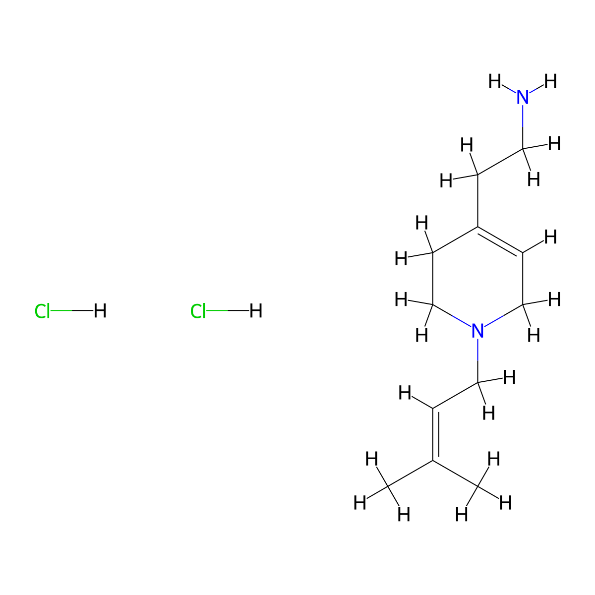 {2-[1-(3-Methylbut-2-en-1-yl)-1,2,3,6-tetrahydropyridin-4-yl]ethyl}amine dihydrochloride molecular structure, CAS 1417349-90-6