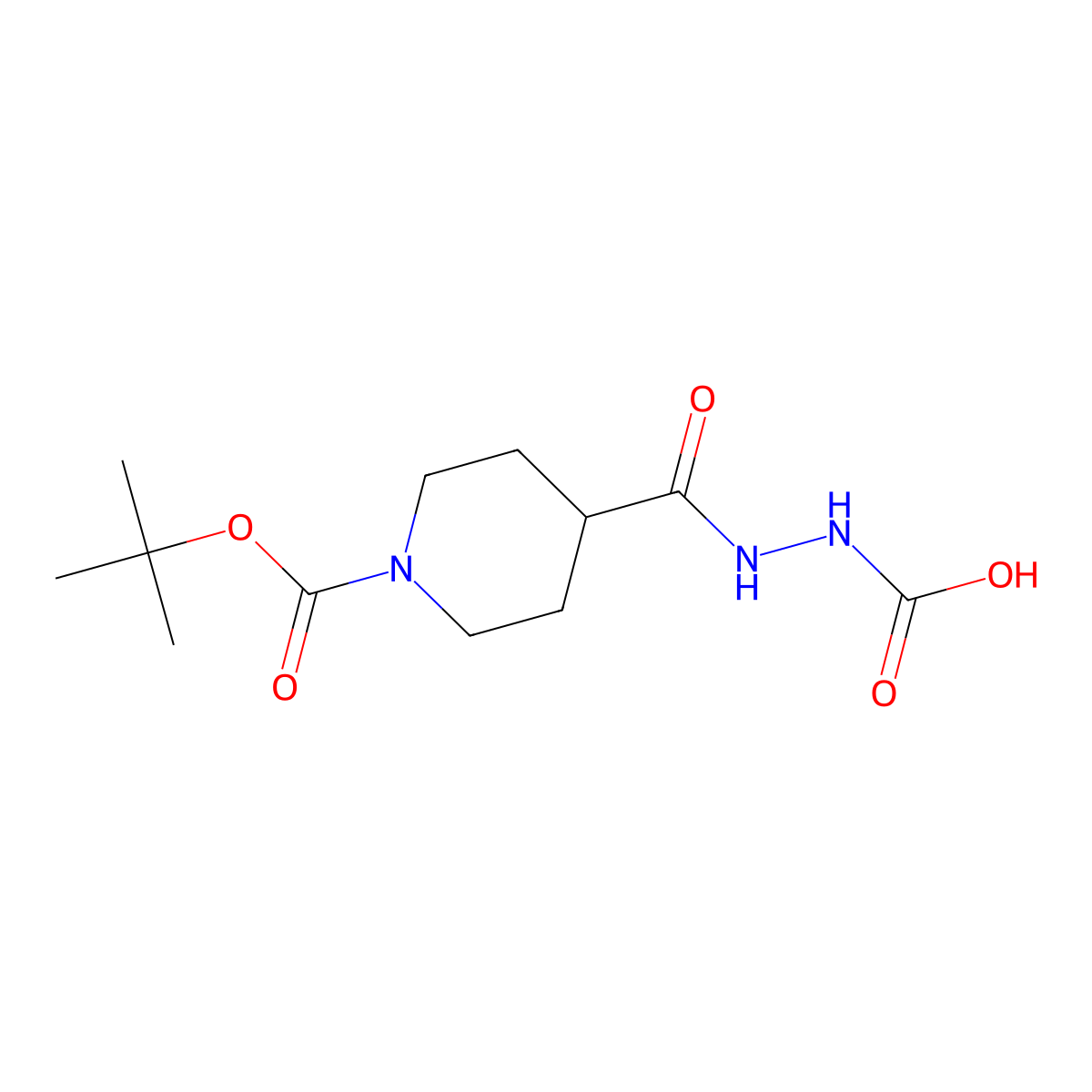 2-{[1-(Tert-butoxycarbonyl)piperidin-4-yl]carbonyl}hydrazinecarboxylic acid molecular structure, CAS 1417355-45-3