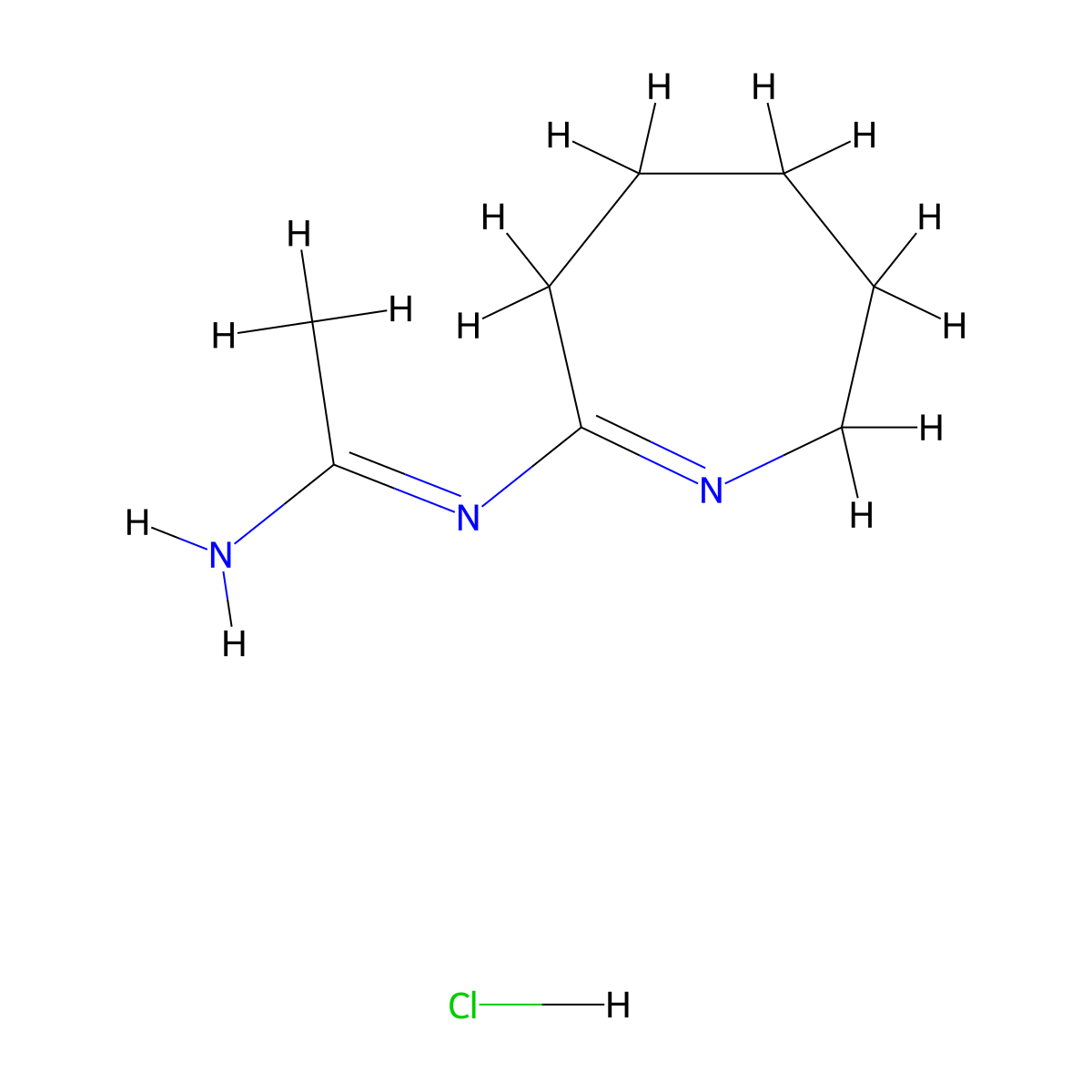 N-(3,4,5,6-tetrahydro-2H-azepin-7-yl)ethanimidamide hydrochloride molecular structure, CAS 1417357-60-8