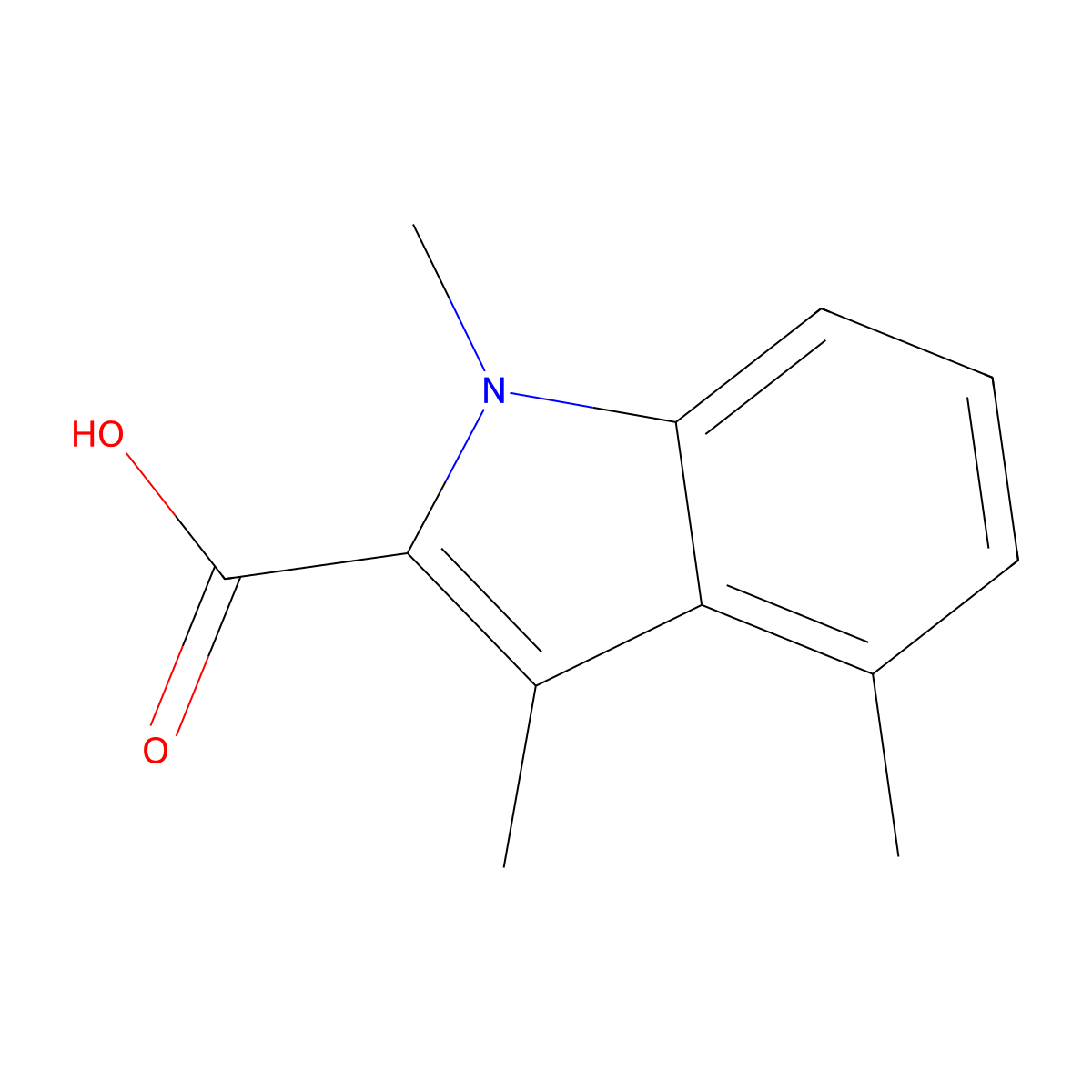 1,3,4-trimethyl-1H-indole-2-carboxylic acid molecular structure, CAS 1417358-40-7