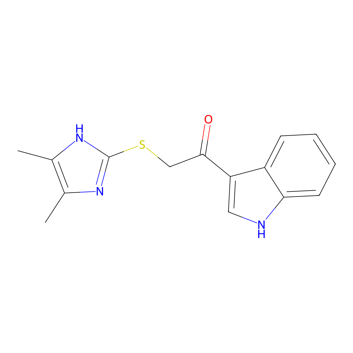 2-((4,5-Dimethyl-1H-imidazol-2-yl)thio)-1-(1H-indol-3-yl)ethanone molecular structure, CAS 1417359-08-0
