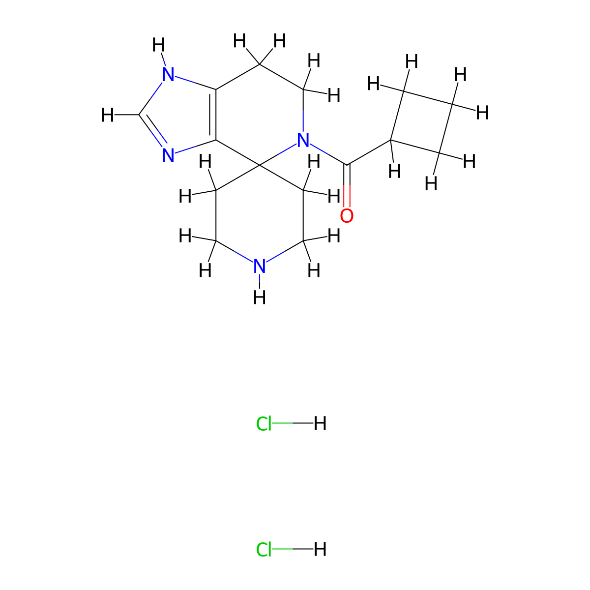 5-(Cyclobutylcarbonyl)-1,5,6,7-tetrahydrospiro[imidazo[4,5-c]pyridine-4,4'-piperidine] dihydrochloride molecular structure, CAS 1417359-22-8