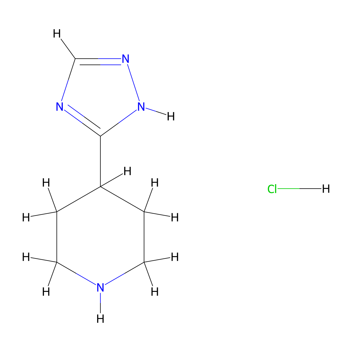 4-(1H-1,2,4-Triazol-5-yl)piperidine hydrochloride molecular structure, CAS 1417359-91-1