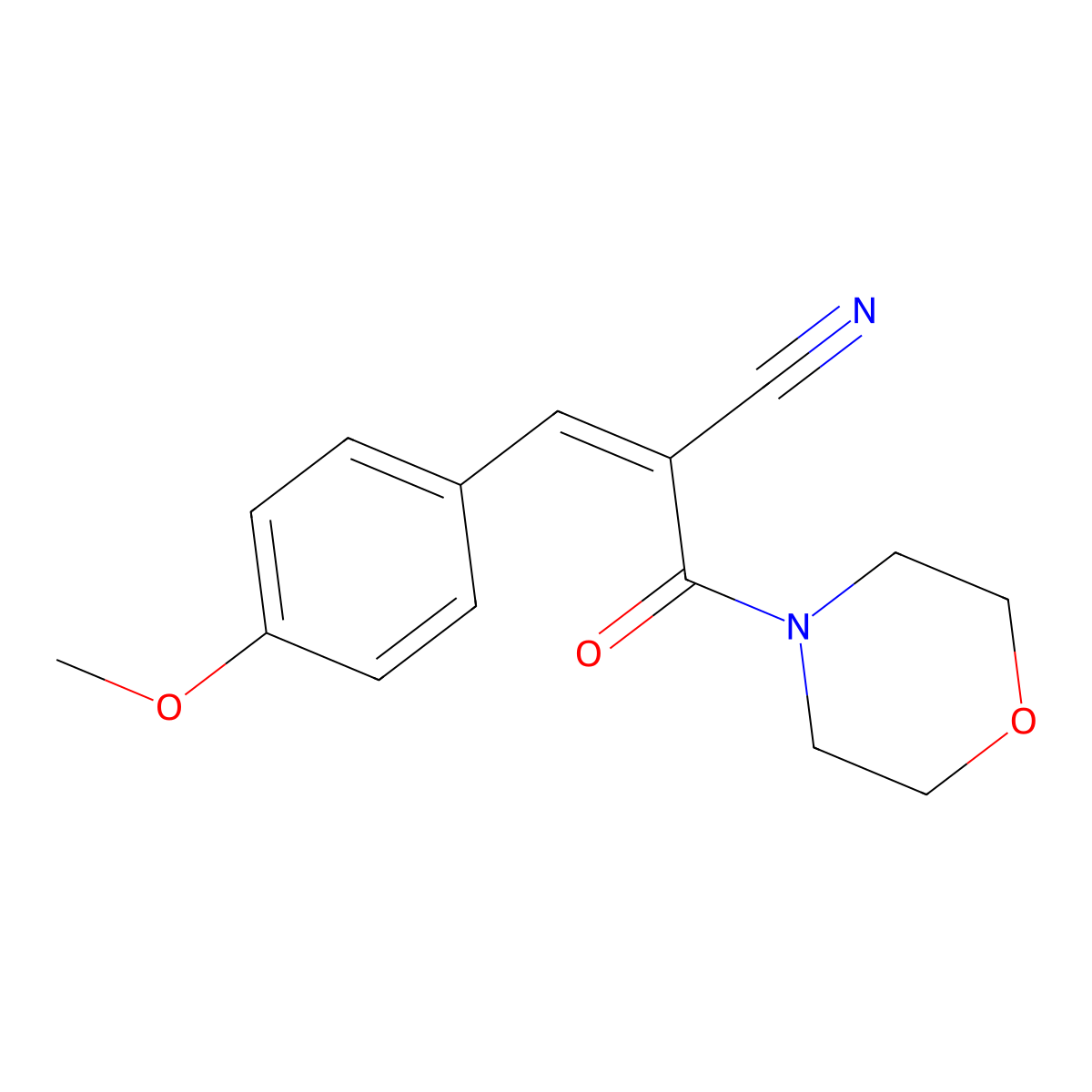Morpholine, 4-[2-cyano-3-(4-methoxyphenyl)-1-oxo-2-propenyl]- molecular structure, CAS 141736-04-1