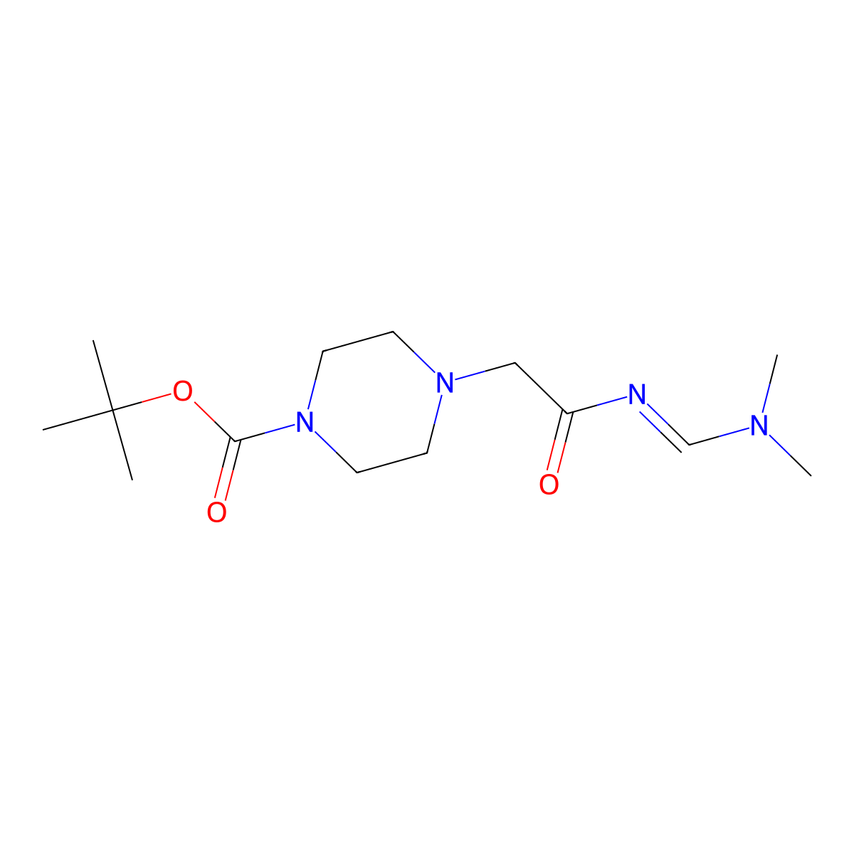 tert-butyl 4-(2-{[(1E)-(dimethylamino)methylene]amino}-2-oxoethyl)piperazine-1-carboxylate molecular structure, CAS 1417368-22-9