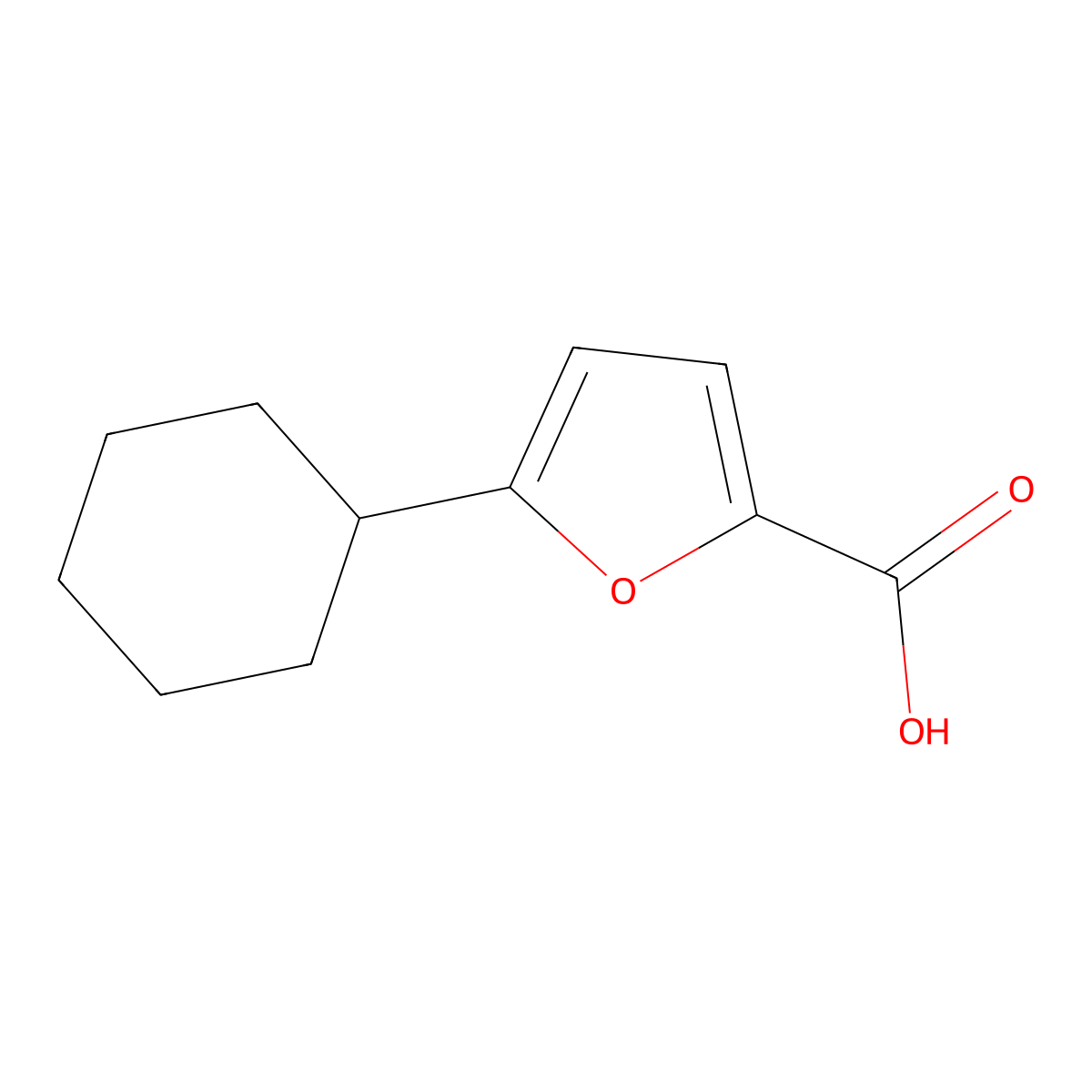 5-cyclohexyl-2-Furancarboxylic acid molecular structure, CAS 14174-52-8