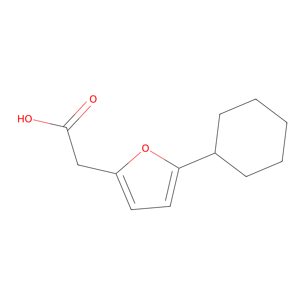 2-(5-Cyclohexylfuran-2-YL)acetic acid molecular structure, CAS 14174-53-9