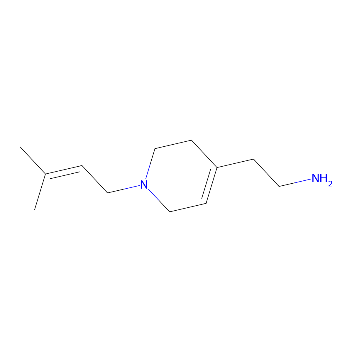 {2-[1-(3-Methylbut-2-en-1-yl)-1,2,3,6-tetrahydropyridin-4-yl]ethyl}amine molecular structure, CAS 1417402-19-7