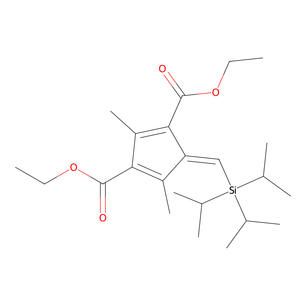5-[(E)-(Triisopropylsilyl)methylene]-2,4-dimethyl-1,3-cyclopentadiene-1,3-dicarboxylic acid diethyl ester molecular structure, CAS 1417407-35-2