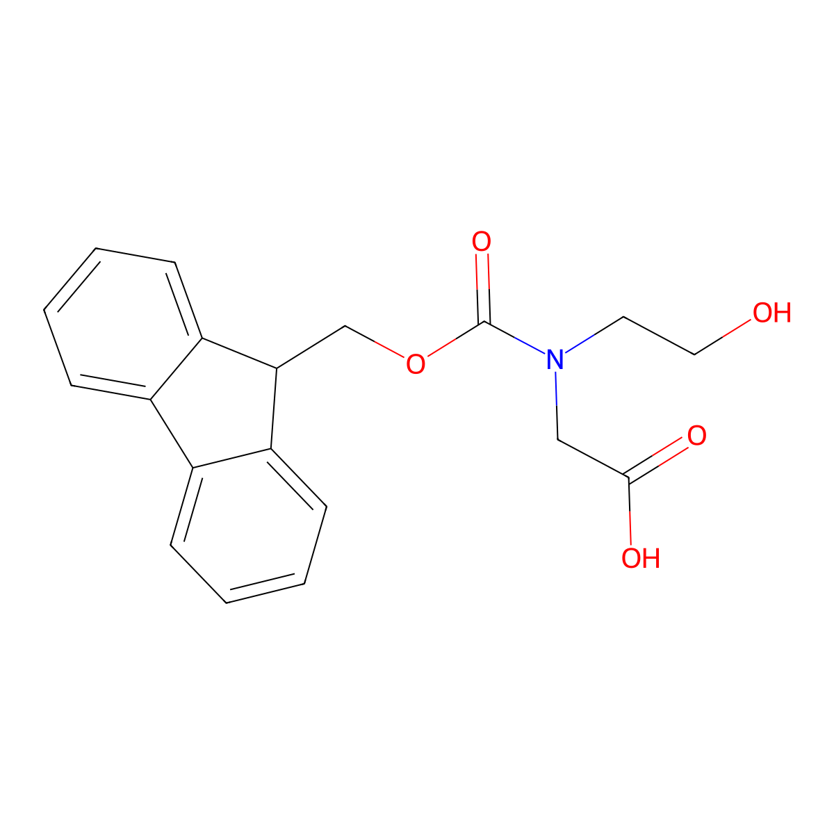 2-{[(9H-fluoren-9-ylmethoxy)carbonyl](2-hydroxyethyl)amino}acetic acid molecular structure, CAS 141743-19-3