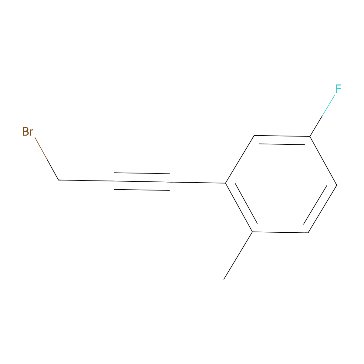 Benzene, 2-(3-bromo-1-propyn-1-yl)-4-fluoro-1-methyl- molecular structure, CAS 1417461-68-7