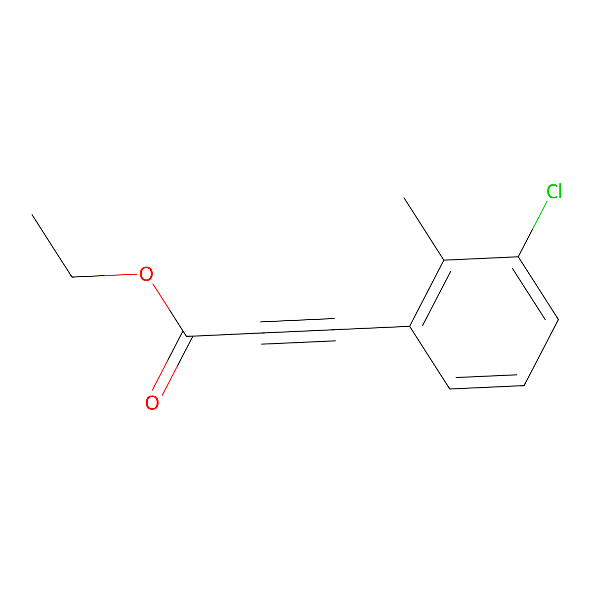 Ethyl 3-(3-chloro-2-methylphenyl)propiolate molecular structure, CAS 1417503-68-4