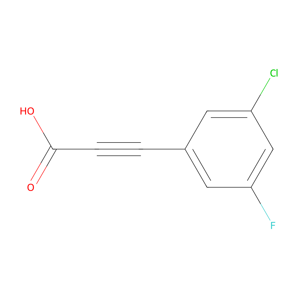 3-(3-Chloro-5-fluorophenyl)-2-propynoic acid molecular structure, CAS 1417505-46-4