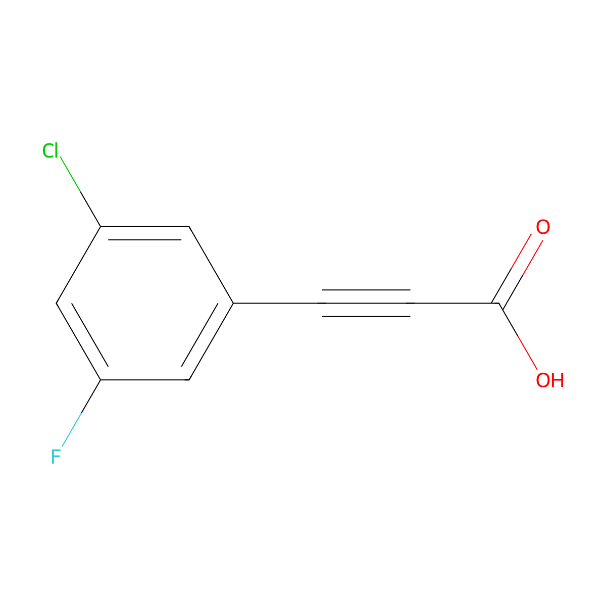3-(3-Chloro-5-fluorophenyl)-2-propynoic acid molecular structure, CAS 1417505-46-4