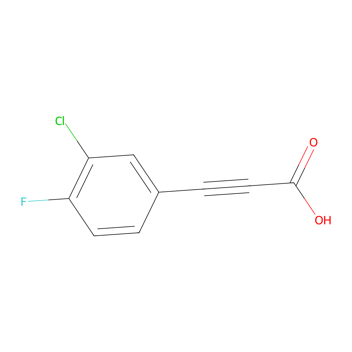 3-(3-Chloro-4-fluorophenyl)-2-propynoic acid molecular structure, CAS 1417506-93-4