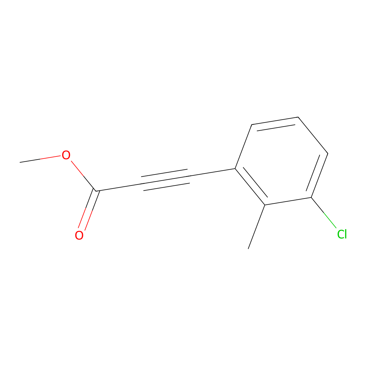 Methyl 3-(3-chloro-2-methylphenyl)propiolate molecular structure, CAS 1417511-84-2
