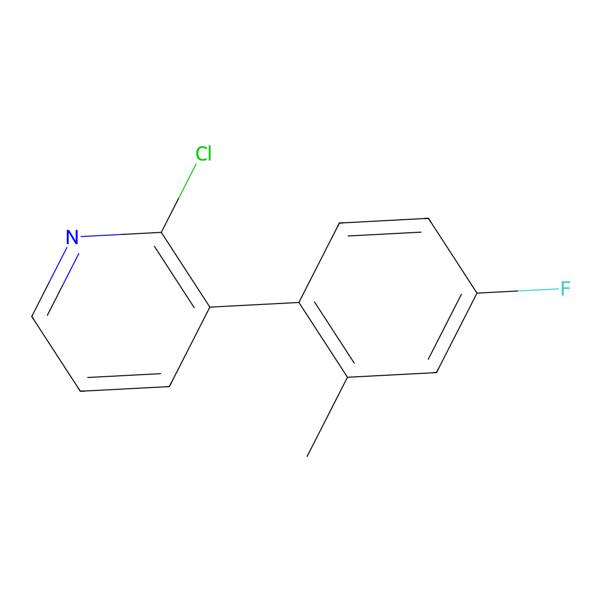 2-Chloro-3-(2-methyl-4-difluorophenyl)pyridine molecular structure, CAS 1417517-77-1